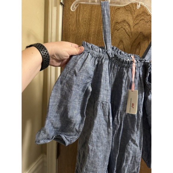 Vineyard Vines Womens Linen Chambray Tiered Tassel Dress/Coverup Size XS Carbon - Picture 4 of 10